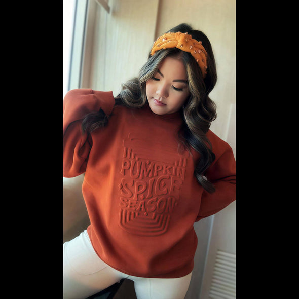 Pumpkin Spice Season Embossed Maze Sweatshirt