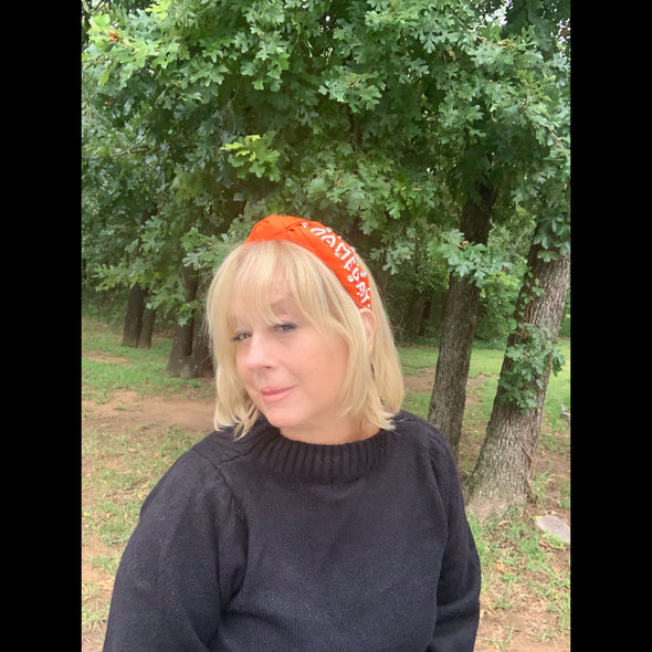 Seed Beed Gameday Knotted Headband in Orange