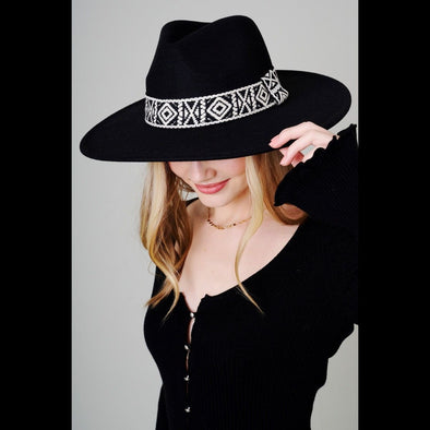 Aztec Band Felt Hat in Black