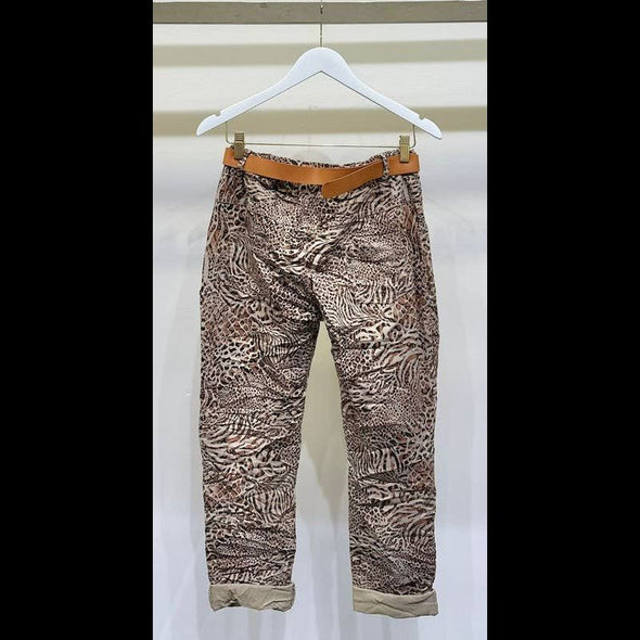 Human Race Mocha Cheetah Crinkle Joggers by Venti6