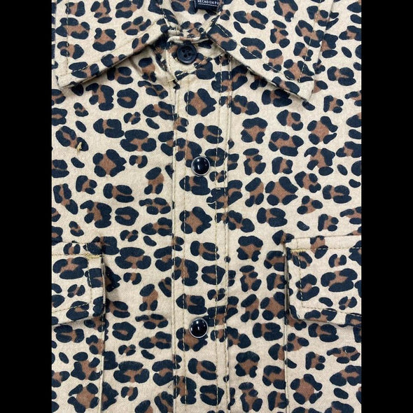 Wild Night Cotton Flannel Leopard Print Shirt
