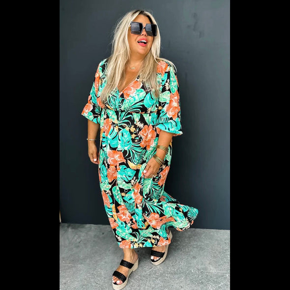 Paradise Dream Tropical Print Maxi Dress
