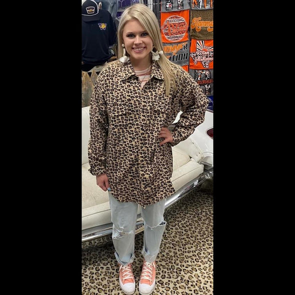Wild Night Cotton Flannel Leopard Print Shirt