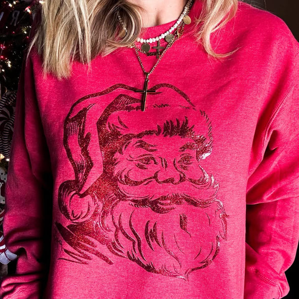 Monochrome Glitter Santa Sweatshirt