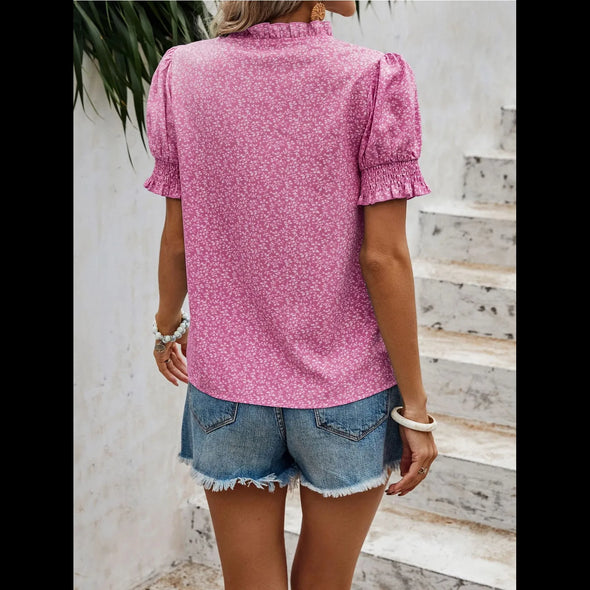 Vacay All Day Embroidered Peasant Top in Pink