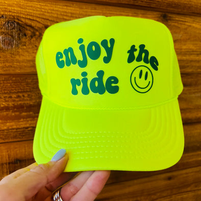 Enjoy the Ride Neon Yellow Trucker Hat
