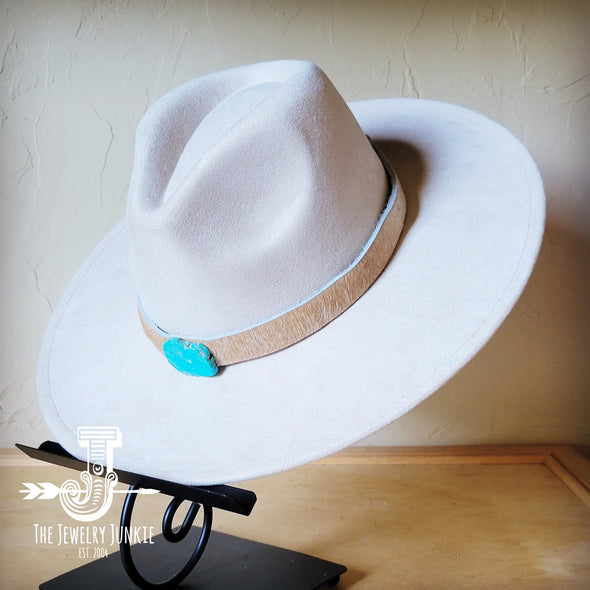 Cooper Street Stroll Boho Felt Hat w/Hide on Hatband in Bone