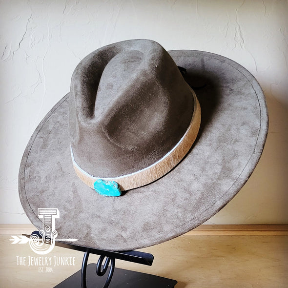 Cooper Street Stroll Boho Felt Hat w/Hide on Hatband in Olive