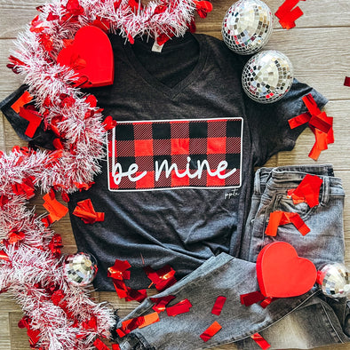 Be Mine V-Neck Graphic Short Sleeve Tee