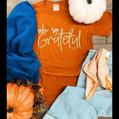 Oh So Grateful Glitter Graphic Tee