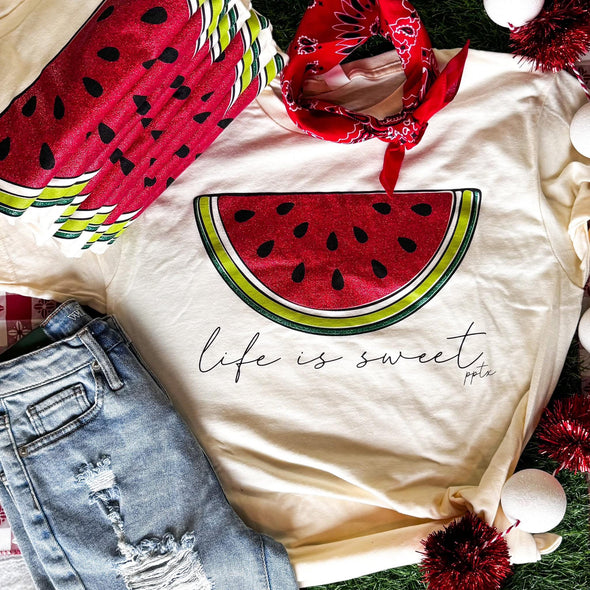 Life is Sweet Glitter Graphic Tee