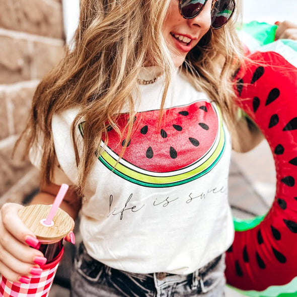 Life is Sweet Glitter Graphic Tee