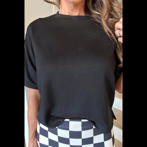 Casual Upgrade Half Sleeve Top In Black