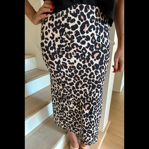 Side Hustle Midi Skirt in Leopard