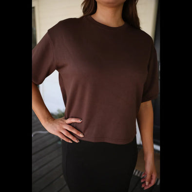 Casual Upgrade Half Sleeve Top In Chocolate