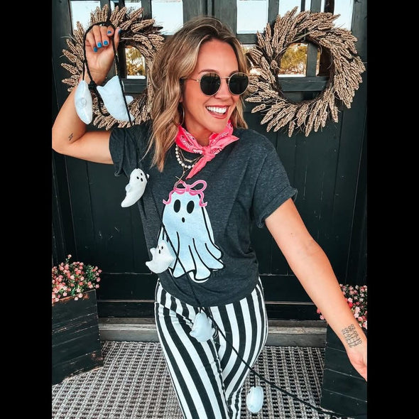 Ghost Bow Glitter Graphic Tee
