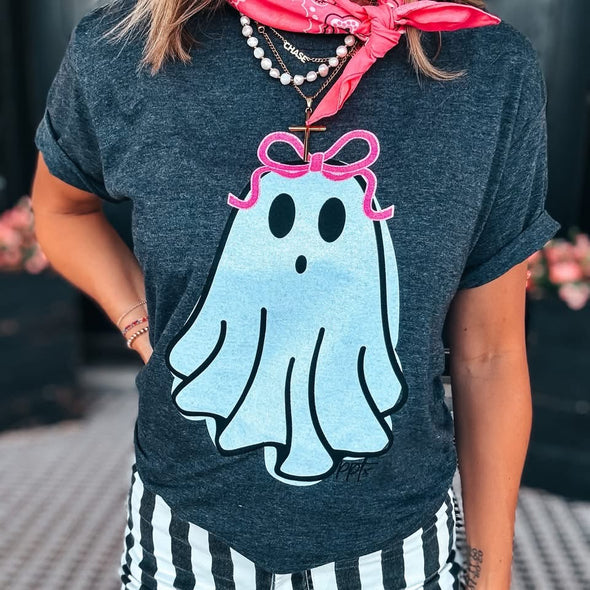 Ghost Bow Glitter Graphic Tee