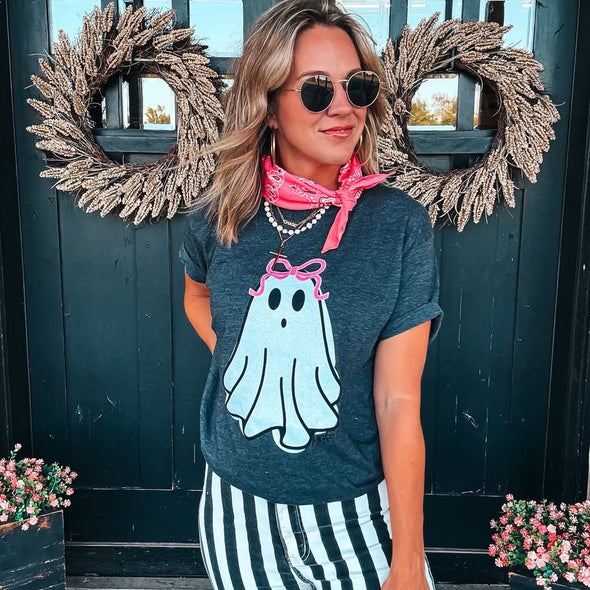 Ghost Bow Glitter Graphic Tee