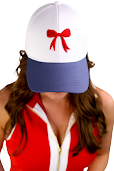 Mila Bow Hat in Red and Blue