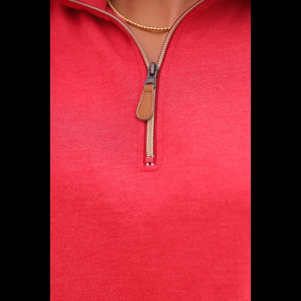 Miley Quarter Zip Pullover in Fire Red