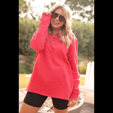 Miley Quarter Zip Pullover in Fire Red