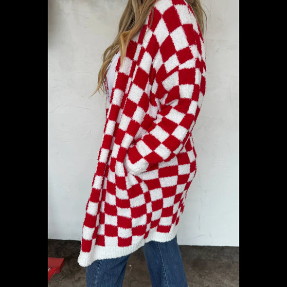 Christmas Cloud Checked Cardigan