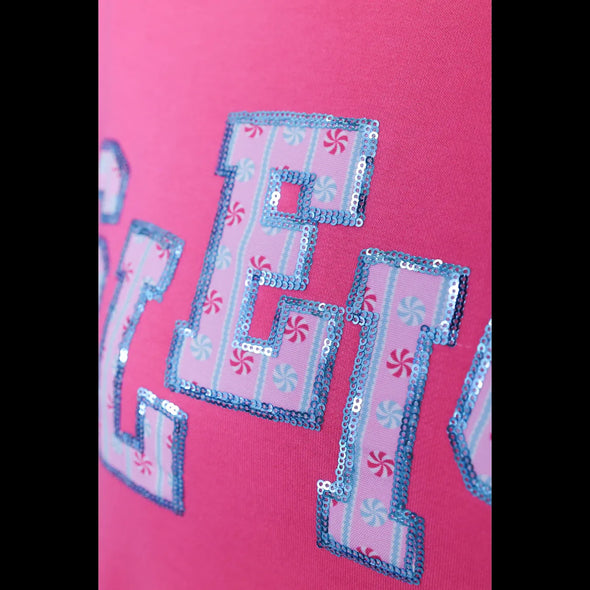 Sleigh Patch Pullover in Pink