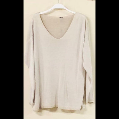 Time for Every Season Mineral Wash V-Neck Sweater in Sandy Neutral by Venti6