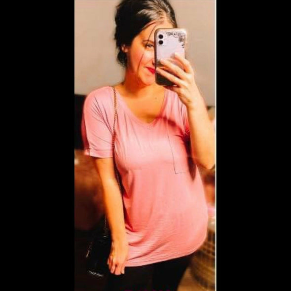 The Sophie Slouchy Relaxed Fit Pocket Tee in Pink