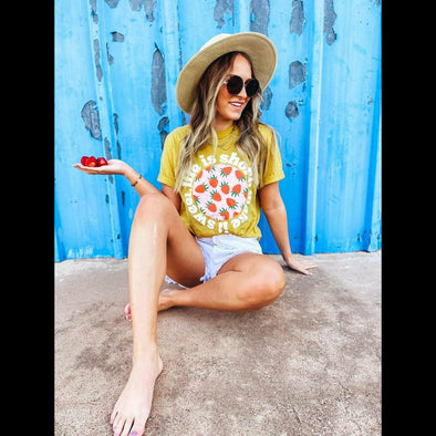 Life Is Short, Make It Sweet Graphic Tee in Mustard