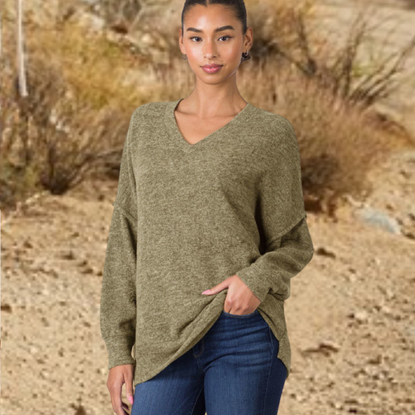 The Softest Sweater Ever Oversized Pocket Sweater in Forest