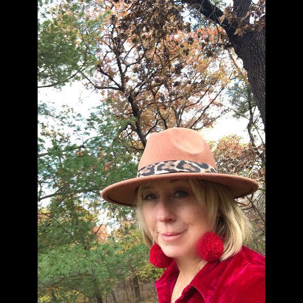 Out and About  Felt Hat with Leopard Band in Cinnamon