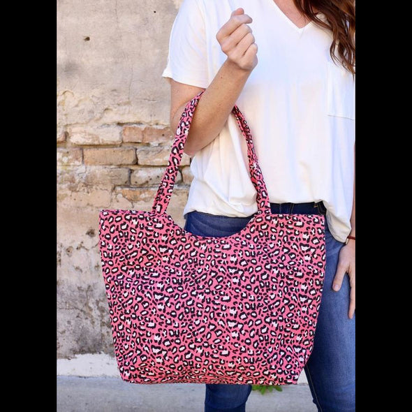 Ryan Zippered Leopard Tote in Teal