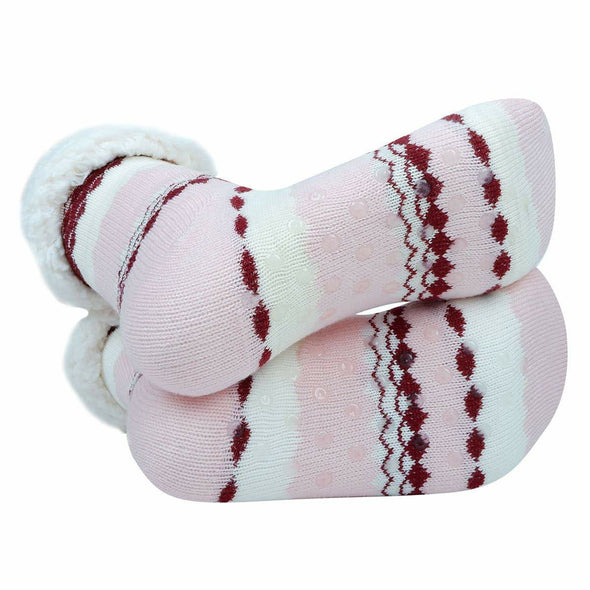 Winter Stinks Sherpa Fleece Lining Slipper Socks in Pale Pink