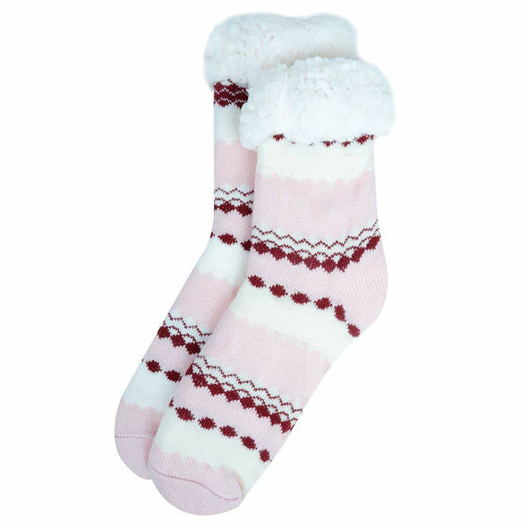 Winter Stinks Sherpa Fleece Lining Slipper Socks in Pale Pink