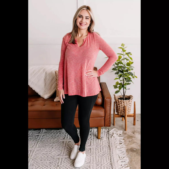 Every Little Thing Lightweight Knit Top in Luscious Coral