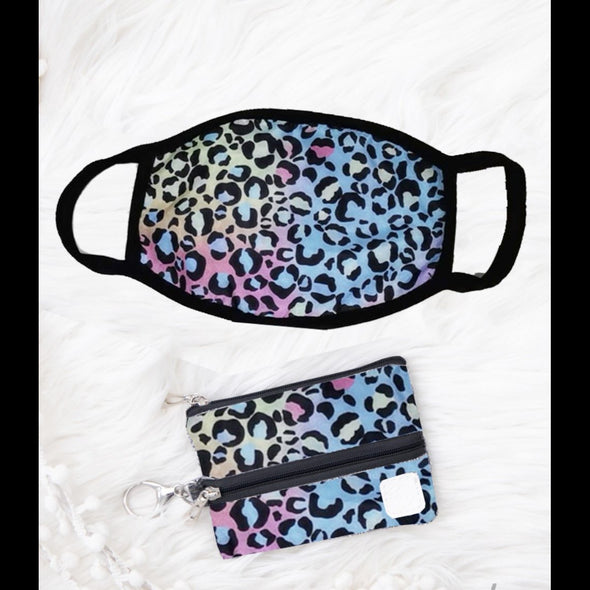 Mini Versi Bag With Matching Face Mask in Rainbow Leopard
