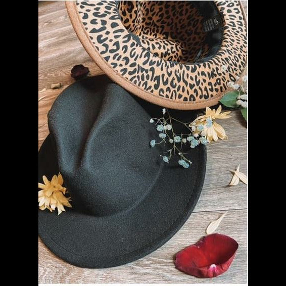 Poppy Peekaboo Leopard Print Lined Hat in Black